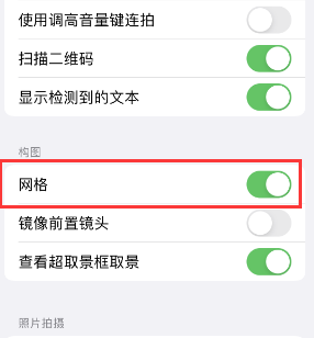 上安乡苹果手机维修网点分享iPhone如何开启九宫格构图功能