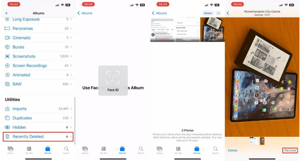 上安乡苹果14维修分享 iPhone14 上恢复已删除的照片 