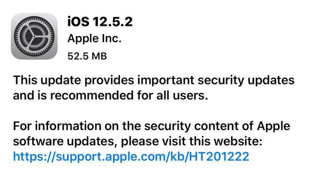 上安乡苹果手机维修分享iOS12.5.2发布，建议所有老苹果用户安装 